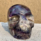 New Listing2.84lb Natural Colourful Fluorite Hand Carved Crystal Skull Meditation
