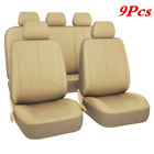 9Pcs Car Seat Covers PU Leather Full Set Breathable Four Seasons Cushion Beige (For: 1987 S10 Blazer)