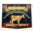 Vintage Dairy of Merit Award Kresky Signs California Metal Cow Farm Double Sided