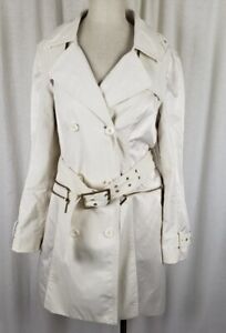 Blanc Noir Multi Zippered Pockets Belted Trench Coat Cotton Stretch Size Small
