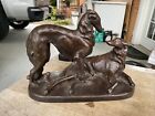 Large Cast Bronze Borzoi Hound Greyhound Whippet Dog Statue Sculpture Figurine