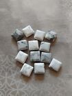 vintage LOT beads white gray Howlite puff square 16x16x6mm qty 13
