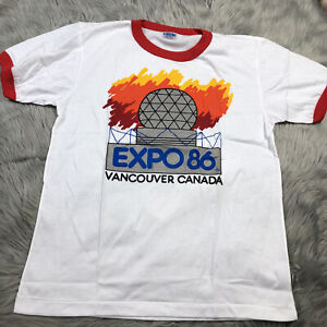 Vintage EXPO 86 White Red Ringer T Shirt Vancouver Canada