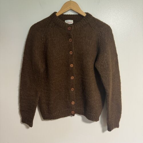 Vintage Darlene Sweater Womens 38 Mohair Wool Brown Button Up Cardigan