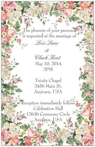30 50 100 Vintage FLORAL Shabby Chic WEDDING Personalized Invitations Custom