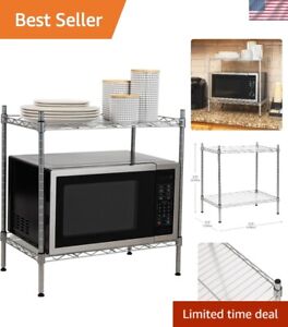 New ListingCompact Microwave Stand with Stainless Steel Finish - Portable & Easy Assembly