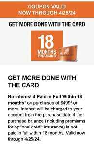 Home Depot 18 Months Financing Store & Online Exp 4/25/2024
