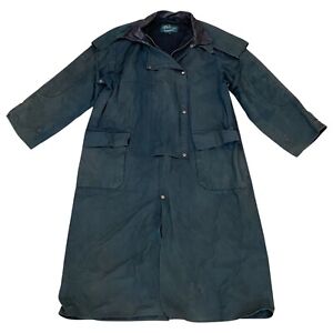Jackeroos Oiled Canvas Duck Waxed Cape Top Stockman Drovers Trench Coat Mens L