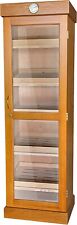 Premium Quality Tower Humidor Cabinet, Large, Up to 3000 Cigars, 5 Shelves, Oak