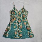Vintage Gold Label Victorias Secret Satin Babydoll Slip Dress Lingerie Green M