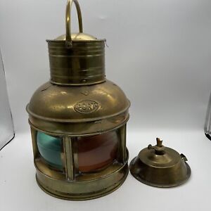 Vintage Brass Starboard & Port nautical Oil Lantern 5 sided glass Light Lantern