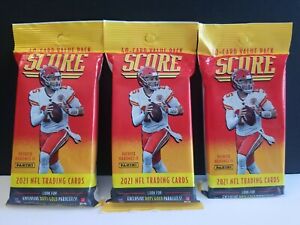 Lot of 3 -2021 Panini Score NFL Football 40 Card Value Cello Fat Pack Sealed New