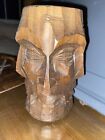 Wooden Tiki Perpetual Face Vase Tumbler Hand Carved 4 Sided vintage quality