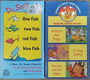Arthur Helps His Animal Friends & One Fish Two Fish Red Fish Blue Fish VHS New