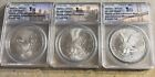 2021 Silver Eagle ANACS MS70 First Strike 3-Coin Set Emergency Prod Type 1&2