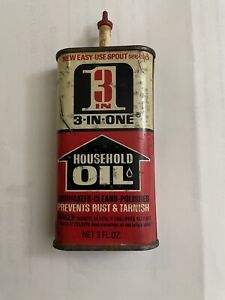 Vintage 3-in-1 Household Oil Can 3oz. Oiler Lubricant (Empty)