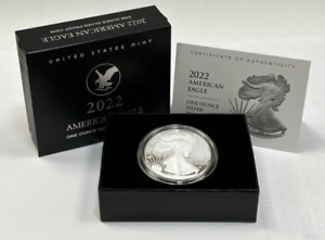 2022-W Proof $1 American Silver Eagle Box Complete OGP & COA 1 Troy Ounce .999