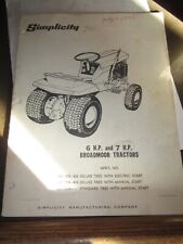VTG 1983 Simplicity 6 7 HP BROADMOOR  Tractor Operators Manual W ORIG SALES SLIP