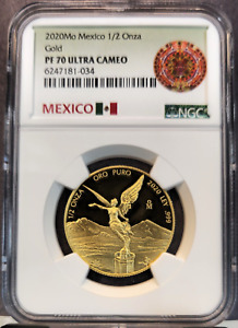 2020 MEXICO 1/2 ONZA GOLD LIBERTAD NGC PF 70 ULTRA CAMEO ONLY 250 MINTED