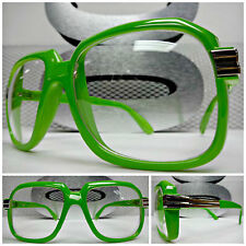 OVERSIZED VINTAGE RETRO Nerd Geek Style CLEAR LENS EYE GLASSES Large Green Frame