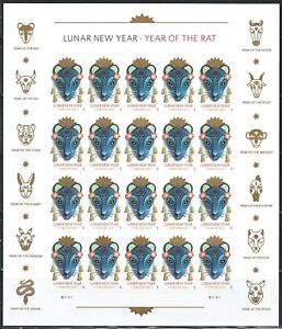 2020 LUNAR NEW YEAR OF THE RAT Sheet of 20 Forever Stamps MNH #5428