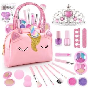 Kids Makeup Kit For Girls Washable 27 Pcs Little Girls Cosmetic Set Real Make U