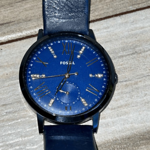 FOSSIL Gazer Wristwatch Women’s Blue Dial Blue Leather Band 5 ATM ES4109
