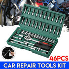 46PCS Socket Spanner Tool Kit Ratchet Wrench Set METRIC/SAE 1/4