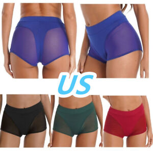 US Women's See Through Compression Shorts Hot Pants Yoga Sport Bottoms Underwear