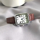 Vintage Roman Quartz Chronograph Watch Elegant Stud Strap Women Girls Gift Brown