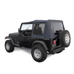 Jeep Soft Top for 88-95 Wrangler YJ w/Tinted Windows in Black Denim (For: 1993 Jeep Wrangler)