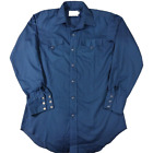 California Ranchwear H Bar C Men's 15.5 x35 Pearl Snap Button Western USA Blue