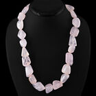 BEST QUALITY 815.00 CTS NATURAL PINK ROSE QUARTZ UNTREATED BEADS NECKLACE (RS)