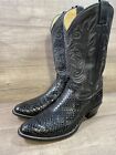 Justin Genuine Snake Skin Western Boots Black Mens Size 11 D USA Made