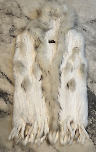 UGG Australian Collection 100% Rabbit Fur Vest Hooded Sleeveless Coat Jacket XL