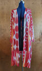 CHICO'S Long Sweater Jacket Duster Sz 4 Red Yellow Orange Multicolor