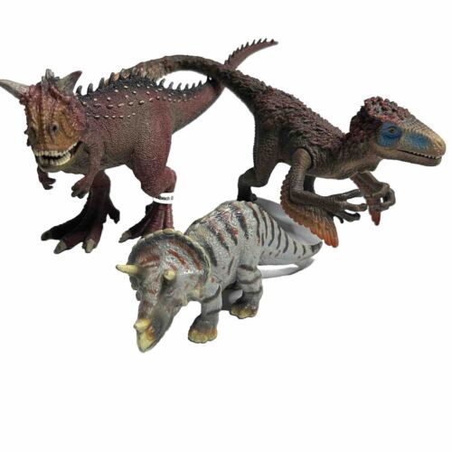 Schleich Dinosaur Lot Of 3 Carnotaurus Triceratops Velociraptor
