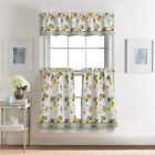 Lemon Kitchen Curtains Tier and Valance Set 3 Piece Small Window Curtain Country