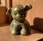 Vintage Brass Dog Mini Figurine Miniature Pug Tiny Solid w/ Patina