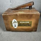 VINTAGE ESQUIRE SHOE SHINE CARE WOOD BOX CHEST with ACESSORIES!