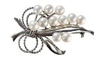 Vintage Marked Sterling Silver Tone Faux Pearl Brooch Pin