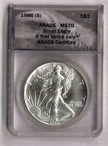 1986 American Silver Eagle ANACS MS70 FIRST STRIKE