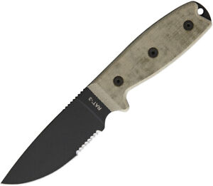 Ontario RAT-3 Fixed Part Serrated 1095HC Steel Micarta Green Handle Knife 8666