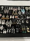 LOT OF 49 PAIR SILVER TONE PIERCED EARRINGS, ASSORTMENT, VINTAGE-NOW