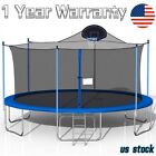 16FT Outdoor Yard Trampoline for Kids with Safety Enclosure Net, Basketball Hoop