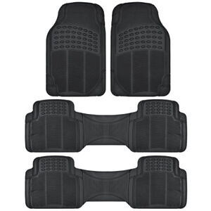 All Weather Rubber Car Floor Mats 3 Row Protection for Ford Explorer - Black