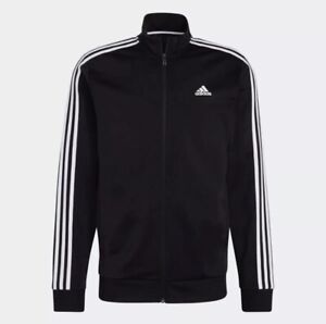Adidas Essentials Men's Warm-Up 3 Stipe Tricot Track Jacket Medium Black New!