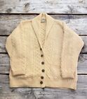 Carraig Donn Aran Cardigan Sweater Ireland Wool Cable Knit Ivory Size L Mens