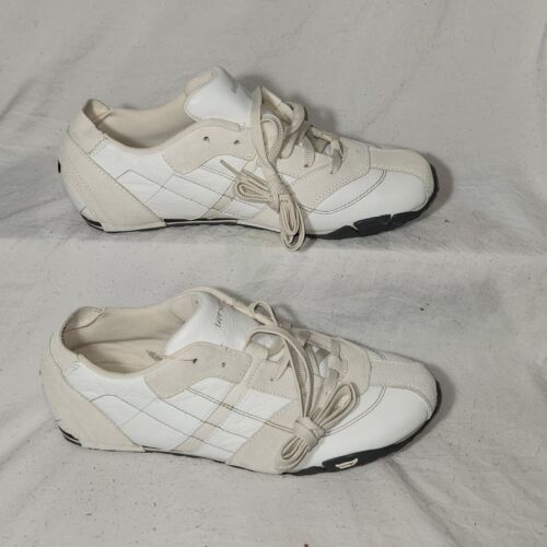 DIESEL Footwear Men's Hugo White Leather Suede Sneakers Low Top Size 10