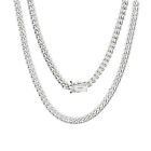 14K White Gold Solid 4mm Miami Cuban Link Chain Necklace Mens Women 16